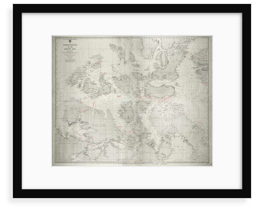 Discoveries in the Arctic Sea 1616-1927 Reproduction of former Admiralty chart no. 2118 published 1855, with corrections to 1927. Additional North West Passage tracks to 1954 by HM Admiralty
