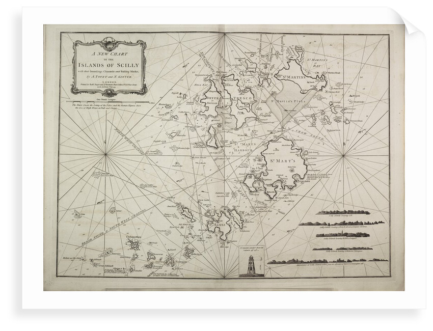 A new chart of the Islands of Scilly with their soundings, channels and sailing marks, by A. Tovey and N. Ginver by Robert Sayer; John Bennett