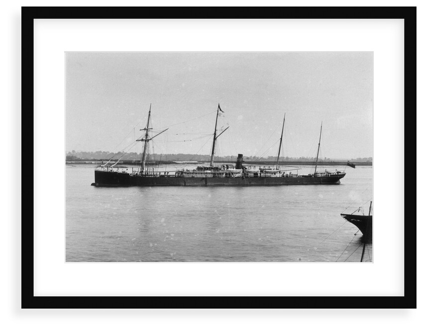 A photograph of the passenger/cargo liner “Duke of Devonshire” (1873) at moorings in Gravesend Reach, River Thames by Unknown