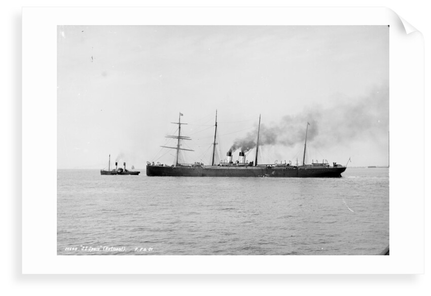Passenger/cargo line SS 'Spain' (1871) under tow in the River Mersey by Francis Frith & Co.