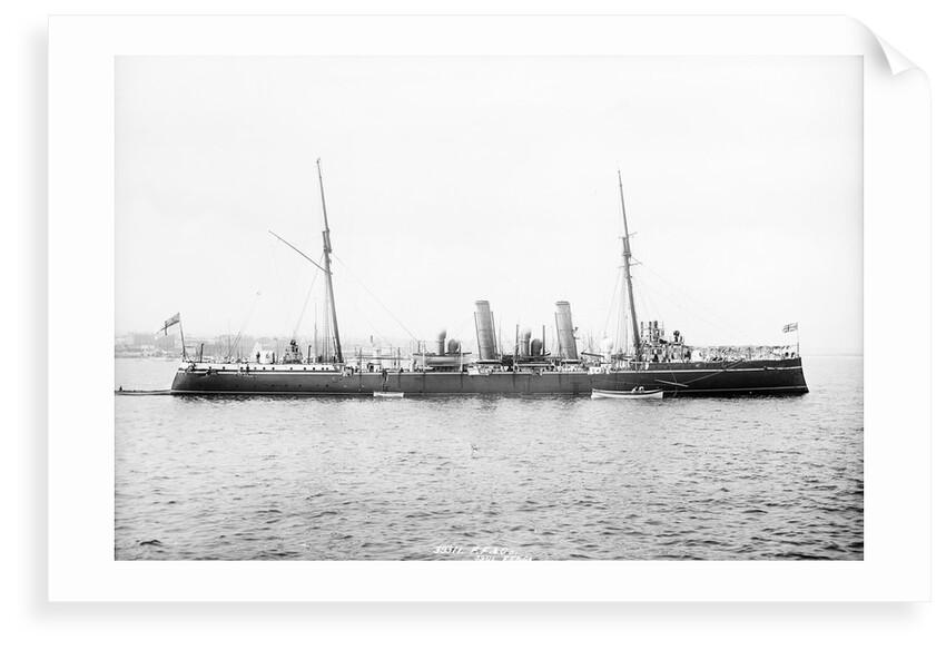 HMS 'Pelorus' (1896) moored at Kingston, dhobey drying on the forecastle by Francis Frith & Co.