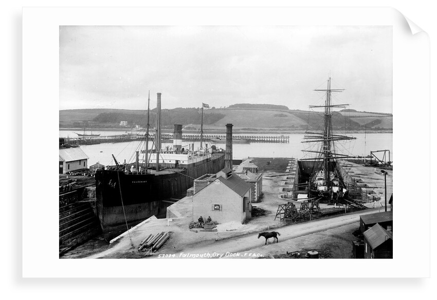 The dry dock at Falmouth with SS 'Alleghany' berthed and a 3-masted barque in the adjacent dry dock by unknown