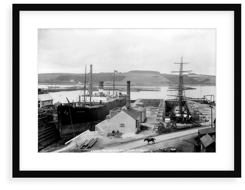 The dry dock at Falmouth with SS 'Alleghany' berthed and a 3-masted barque in the adjacent dry dock by unknown