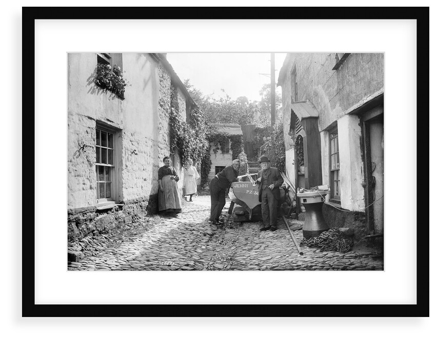 Newlyn Court, Cornwall. Old houses with fisher folk by Francis Frith & Co.