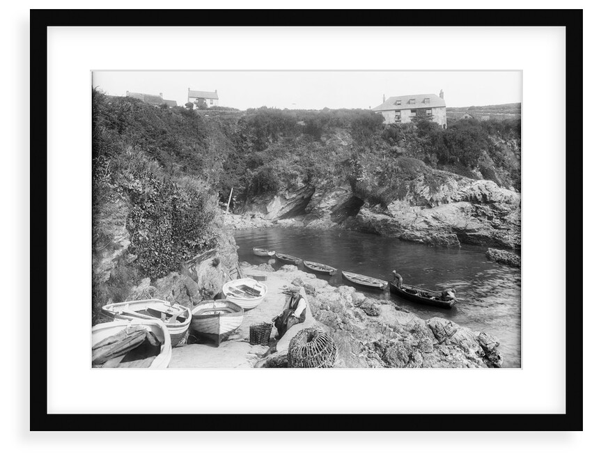 Prussia Cove, Cornwall with rowboats afloat and ashore by Francis Frith & Co.