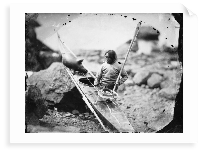 Inuit man with a kayak by Edward Augustus Inglefield