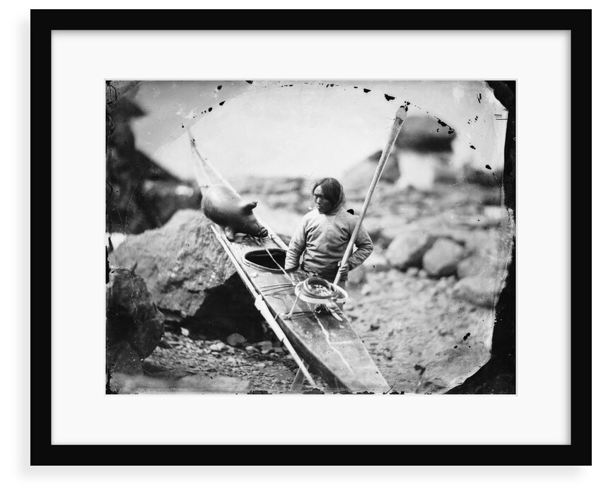 Inuit man with a kayak by Edward Augustus Inglefield
