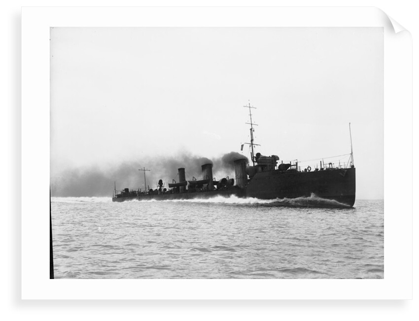 Torpedo boat destroyer HMS 'Nautilus' (1910) at speed on trials in 1911 by unknown