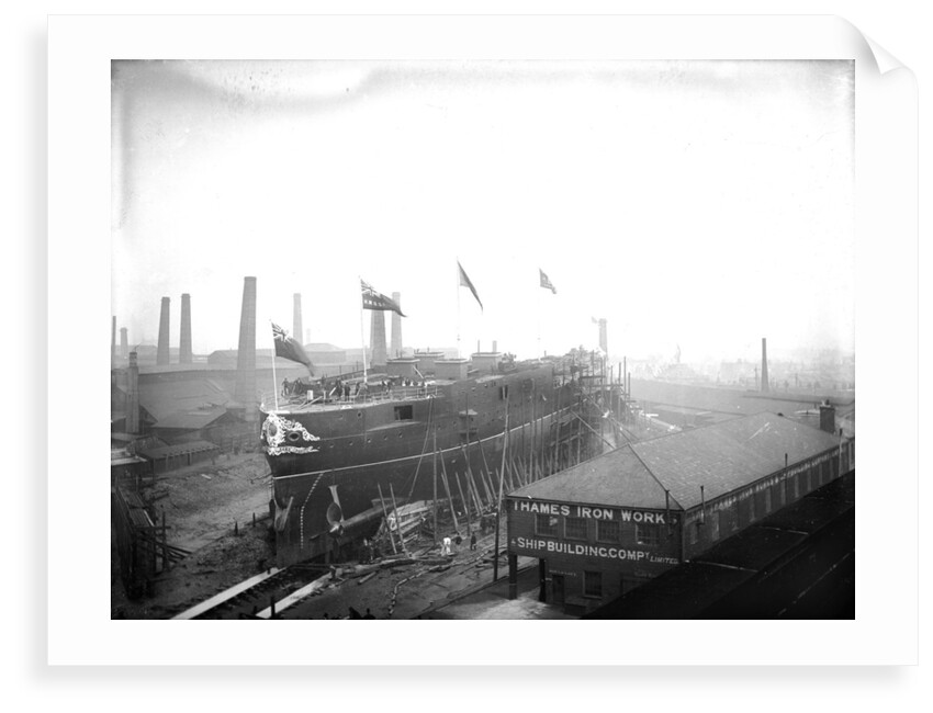 HMS 'Sans Pareil' on the morning of her launch, Thames Iron Works by unknown