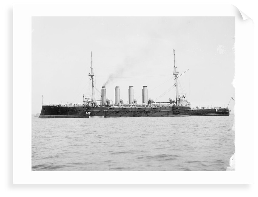 HMS 'Diadem' (1896) anchored at Spithead, masts wrapped in sailcloth by Anonymous