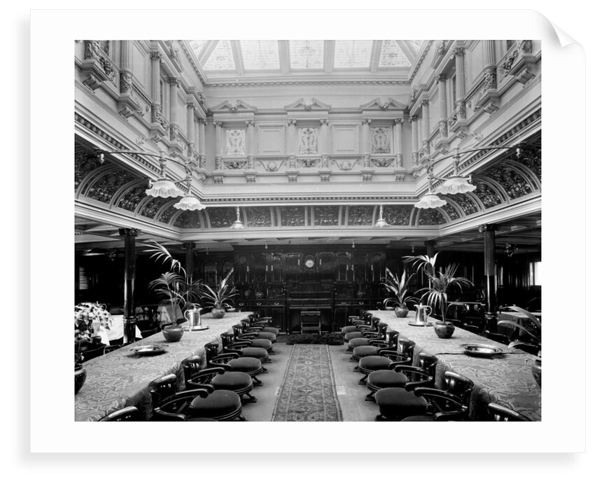 First Class Dining Salon on the 'Omrah' (1899) by Bedford Lemere & Co.