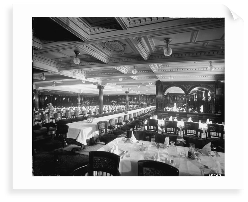 First Class Dining Saloon on the 'Lucania' (1893) by Bedford Lemere & Co.