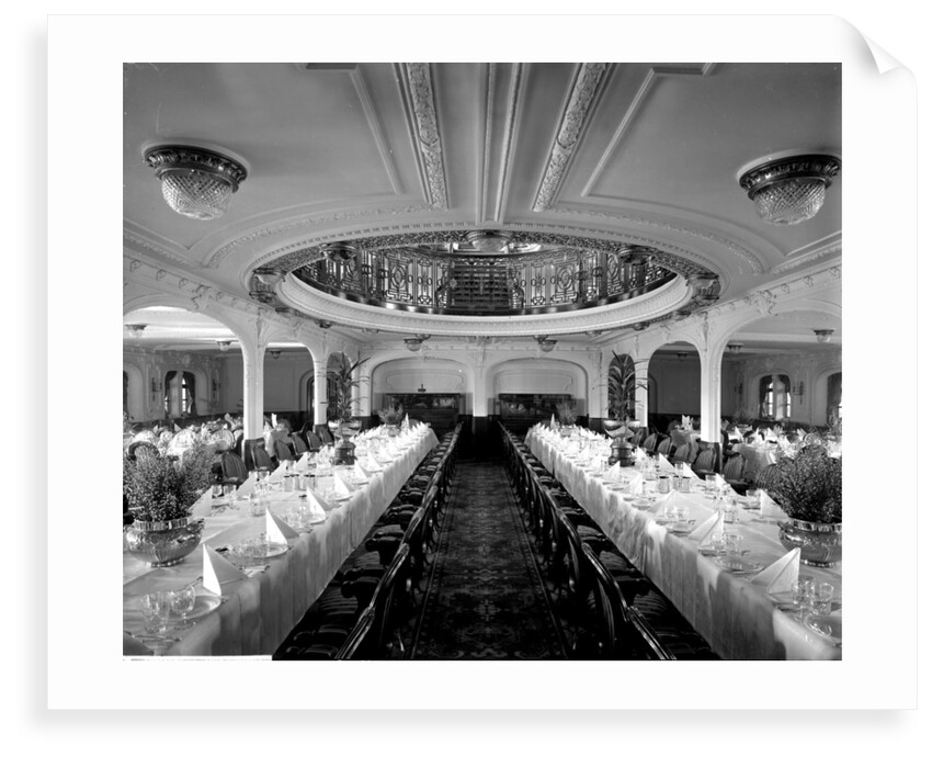First Class Dining Saloon on the 'Balmoral Castle' (1910) by Bedford Lemere & Co.