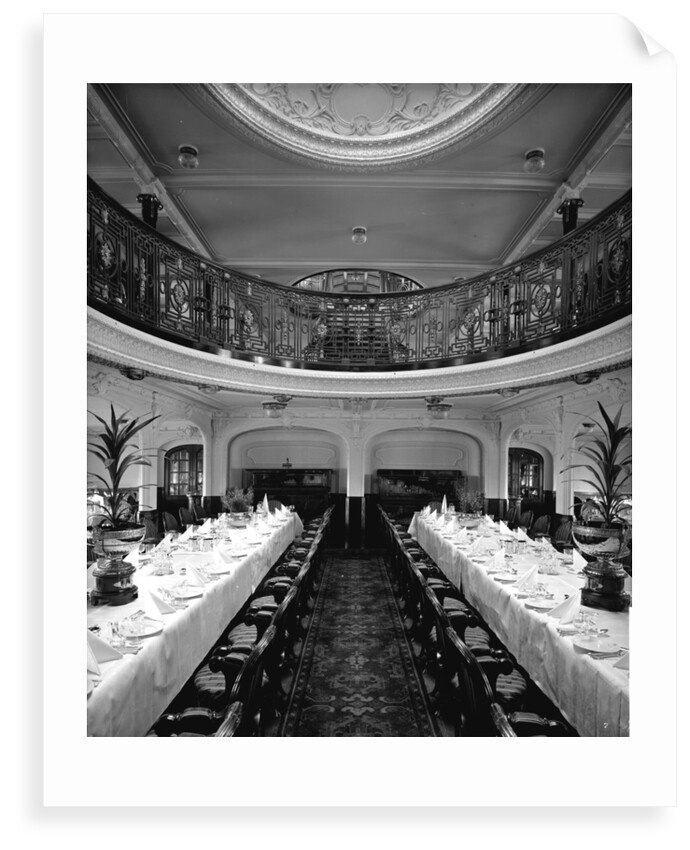 First Class Dining Saloon on the 'Balmoral Castle' (1910) by Bedford Lemere & Co.
