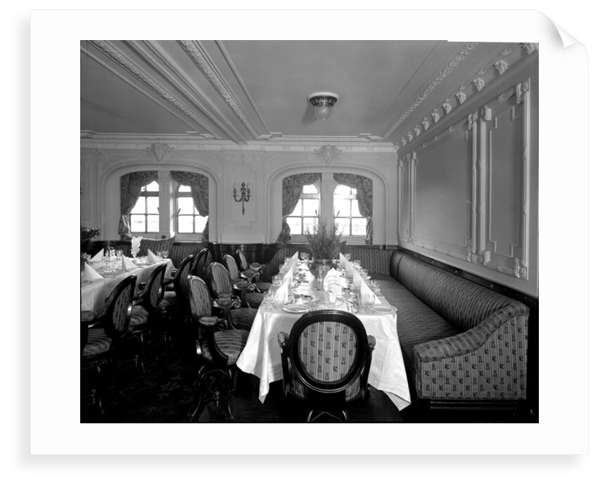 First Class Dining Saloon on the 'Balmoral Castle' (1910) by Bedford Lemere & Co.