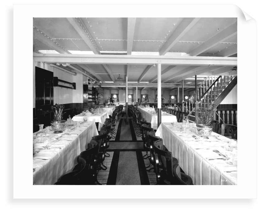 Third Class Dining Saloon on the 'Balmoral Castle' (1910) by Bedford Lemere & Co.