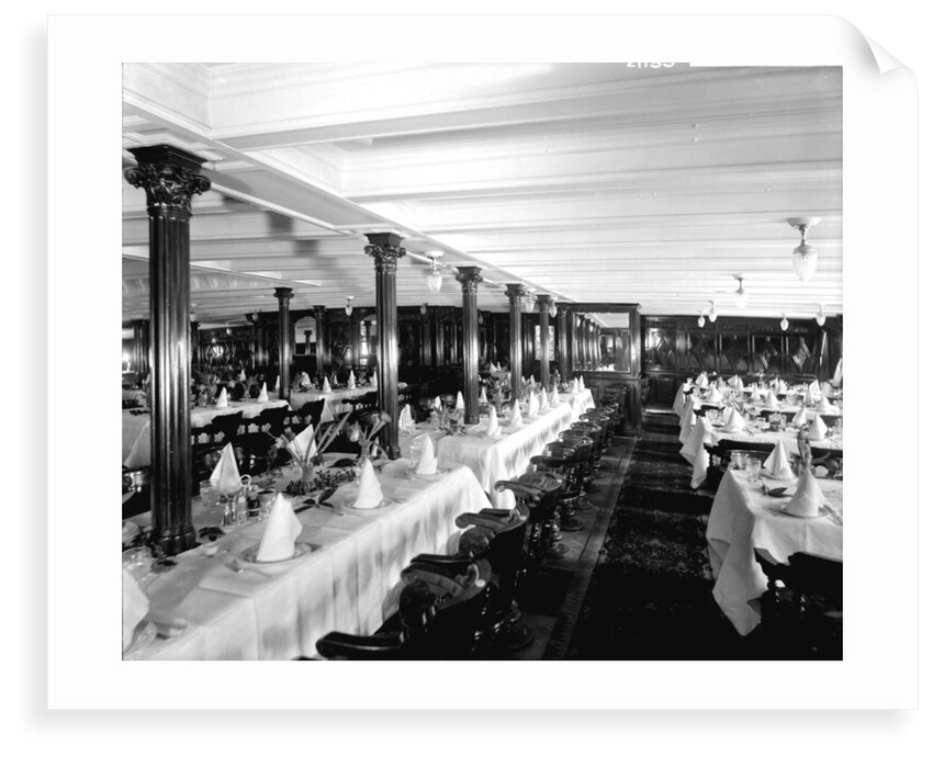 First Class Dining Saloon on the 'Saxonia' (1900) by Bedford Lemere & Co.