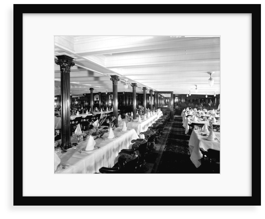 First Class Dining Saloon on the 'Saxonia' (1900) by Bedford Lemere & Co.