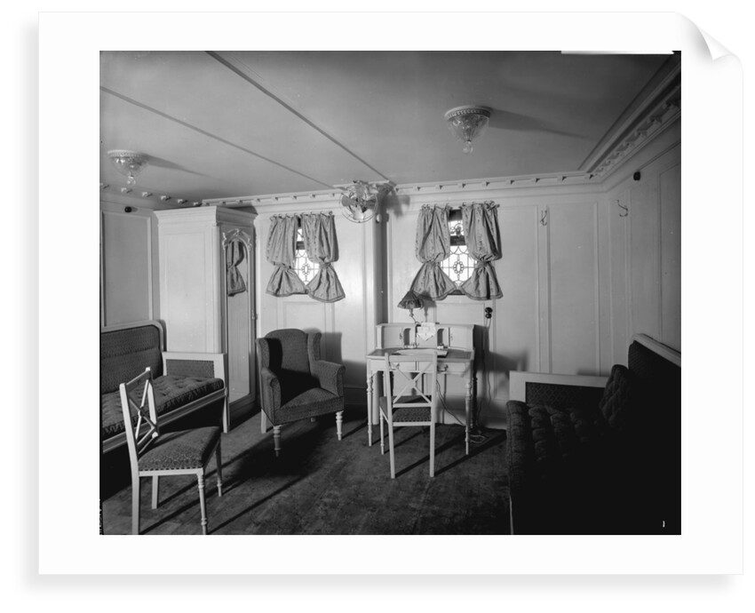 First Class cabin de luxe on the 'Royal George' (1907) by Bedford Lemere & Co.