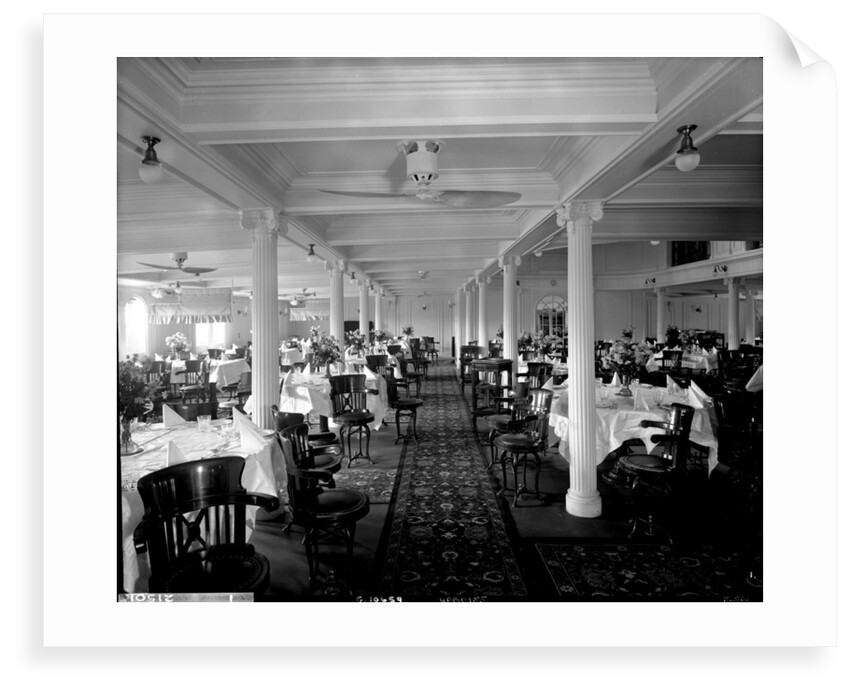 First Class Dining Saloon on the 'Orama' (1911) by Bedford Lemere & Co.