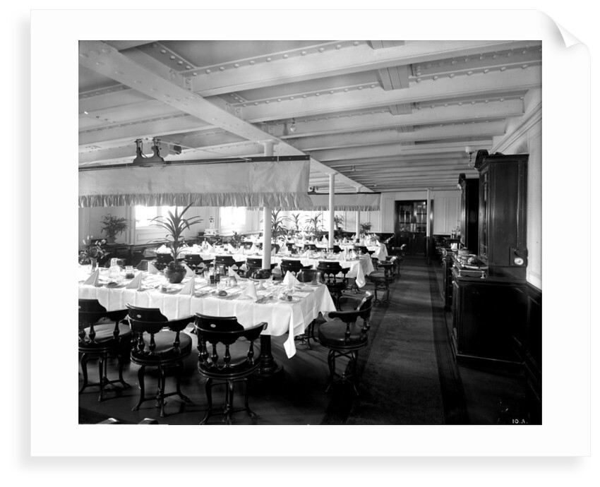 Second Class Dining Saloon on the 'Orama' (1911) by Bedford Lemere & Co.