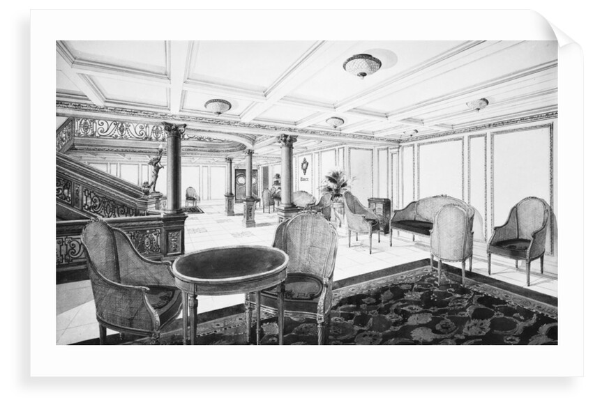 First Class Restaurant Reception Room on the 'Titanic' (1912) by Bedford Lemere & Co.