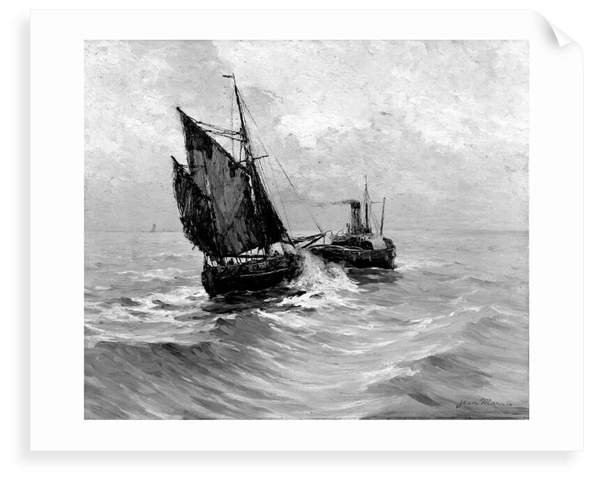 A tug towing a small sailing vessel by Bedford Lemere & Co.