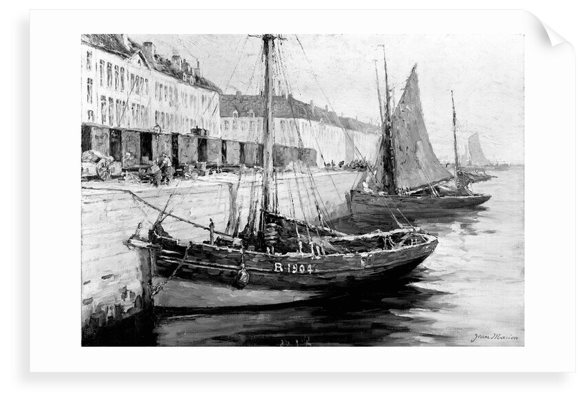 Fishing boats alongside a quay by Bedford Lemere & Co.
