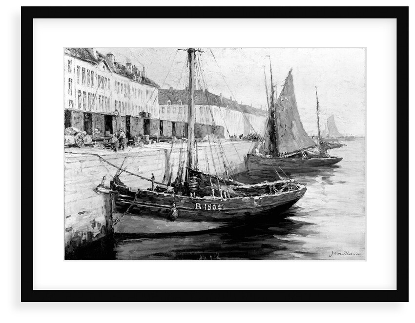 Fishing boats alongside a quay by Bedford Lemere & Co.