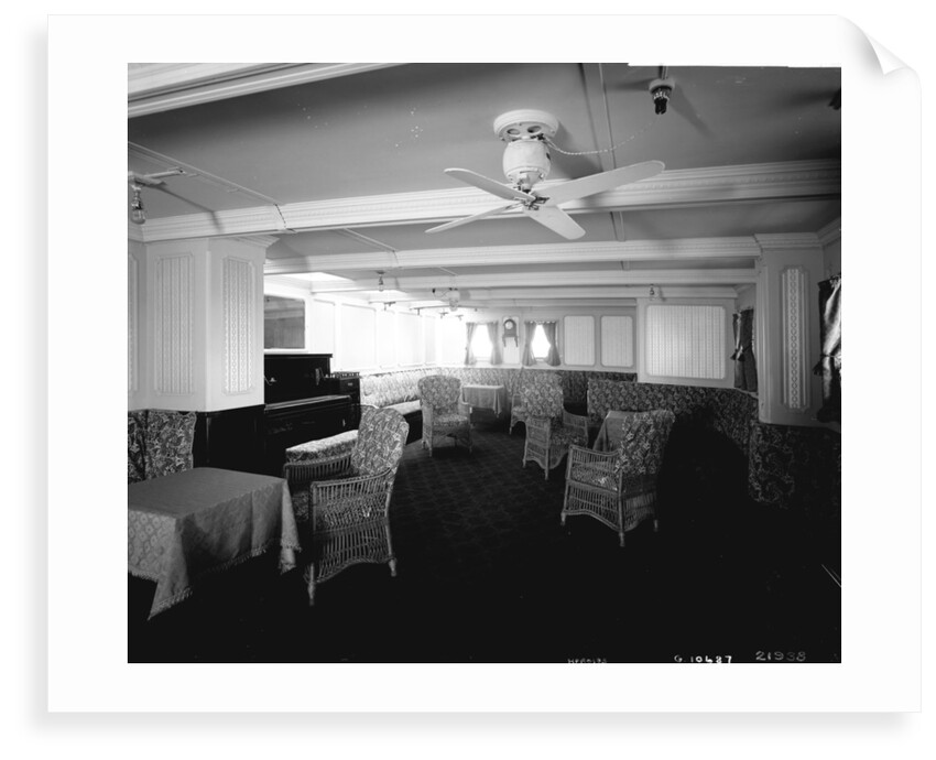 Second Class Music Room on the 'Indarra' (1912) by Bedford Lemere & Co.