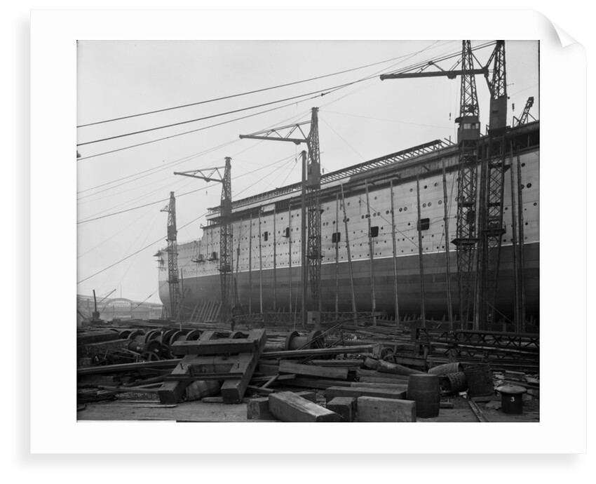 The 'Aquitania' (1914) on the stocks by Bedford Lemere & Co.