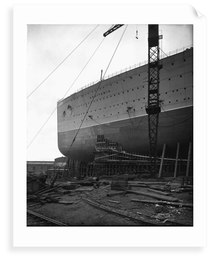 Fore part of the 'Aquitania' (1914) on the stocks by Bedford Lemere & Co.