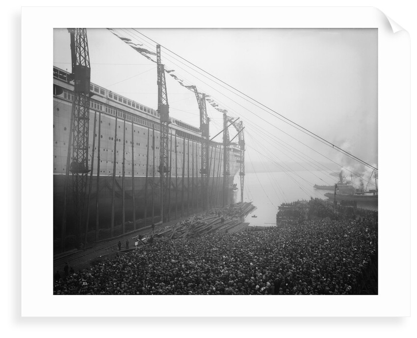 Aquitania' (1914) moving down the ways by Bedford Lemere & Co.