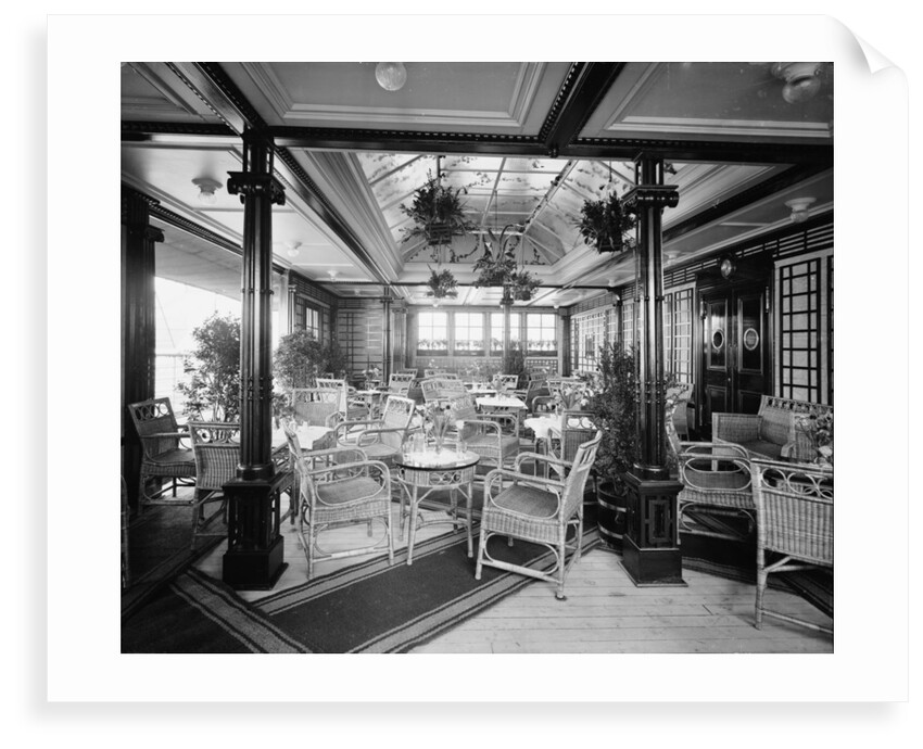 The First Class Verandah Cafe, 'Mauretania' (1907) by Bedford Lemere & Co.