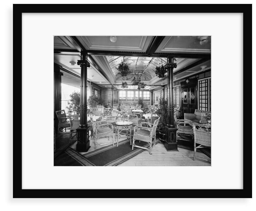 The First Class Verandah Cafe, 'Mauretania' (1907) by Bedford Lemere & Co.