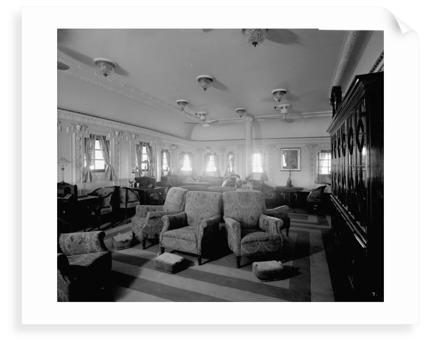 First Class Reading Room on the 'Llandovery Castle' (1914) by Bedford Lemere & Co.