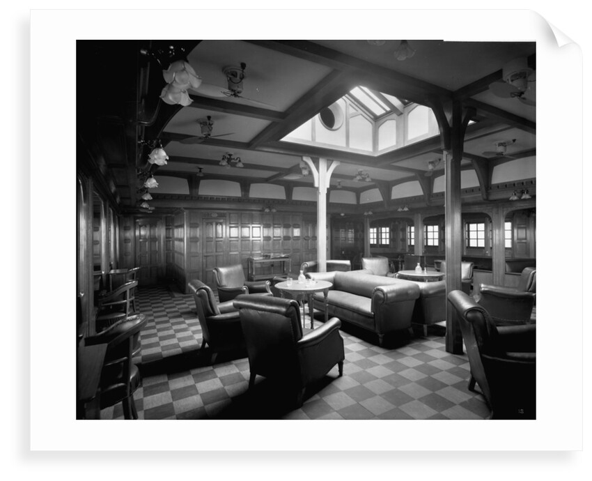 First Class Smoking Room on the 'Llandovery Castle' (1914) by Bedford Lemere & Co.