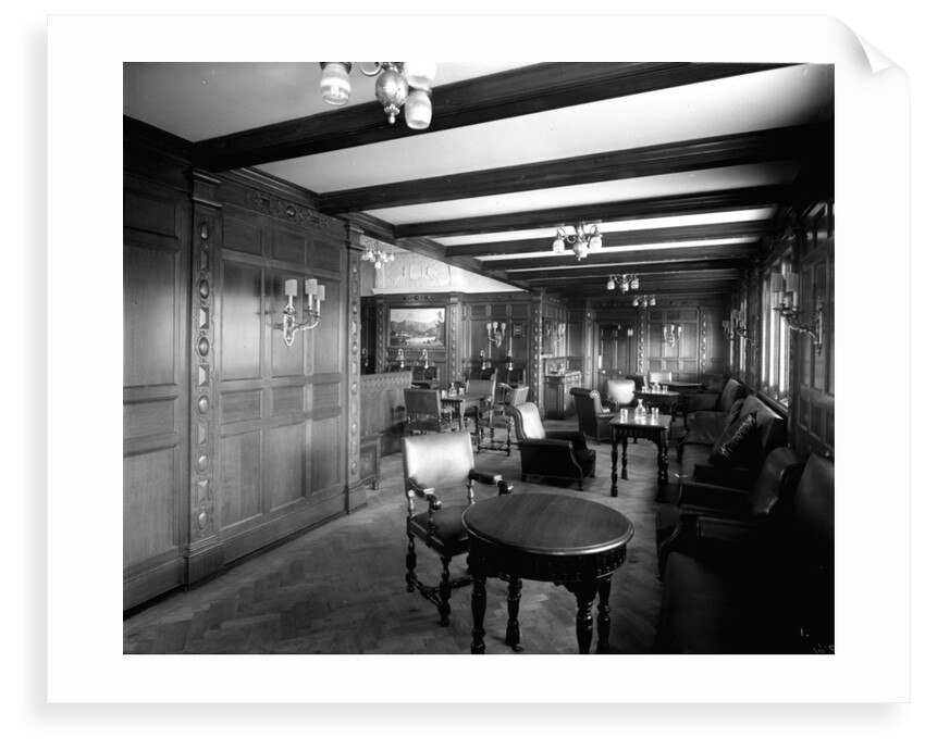 First Class Smoking Room on the 'Orduna' (1914) by Bedford Lemere & Co.