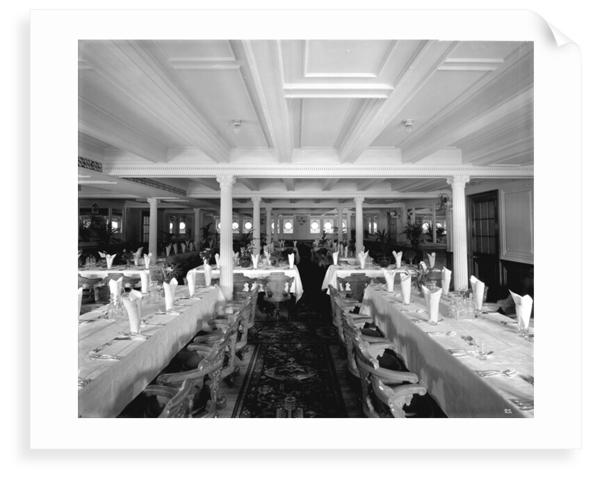 Second Class Dining Saloon on the 'Orduna' (1914) by Bedford Lemere & Co.