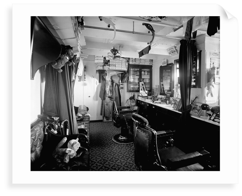 Barber's Shop on the 'Orduna' (1914) by Bedford Lemere & Co.