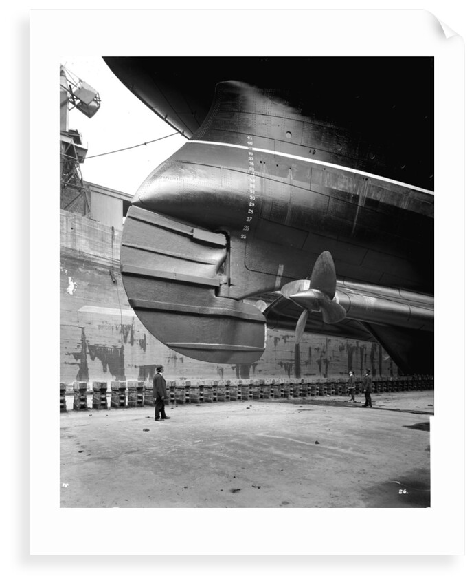 Rudder and inner propellers of the 'Aquitania' (1914) by Bedford Lemere & Co.