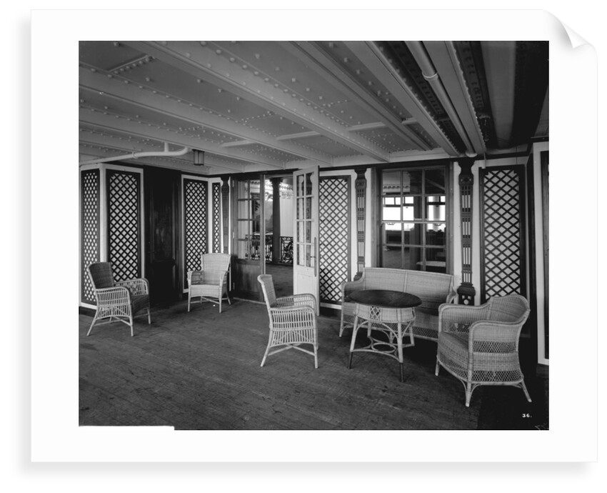 First Class Garden Lounge on the 'Aquitania' (1914) by Bedford Lemere & Co.
