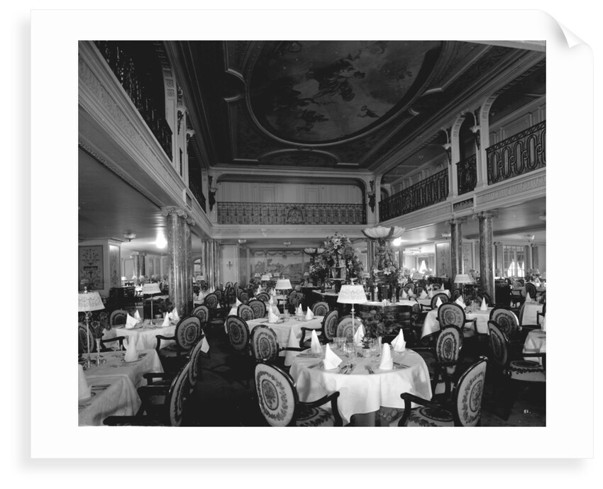 First Class Dining Saloon on the 'Aquitania' (1914) by Bedford Lemere & Co.