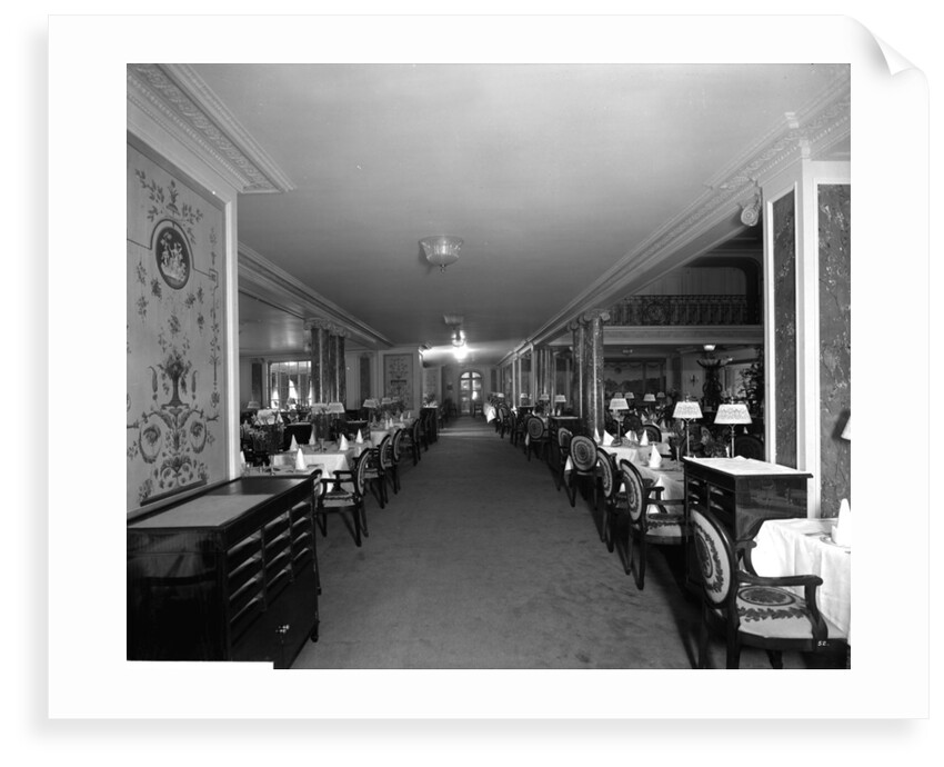 First Class Dining Saloon on the 'Aquitania' (1914) by Bedford Lemere & Co.