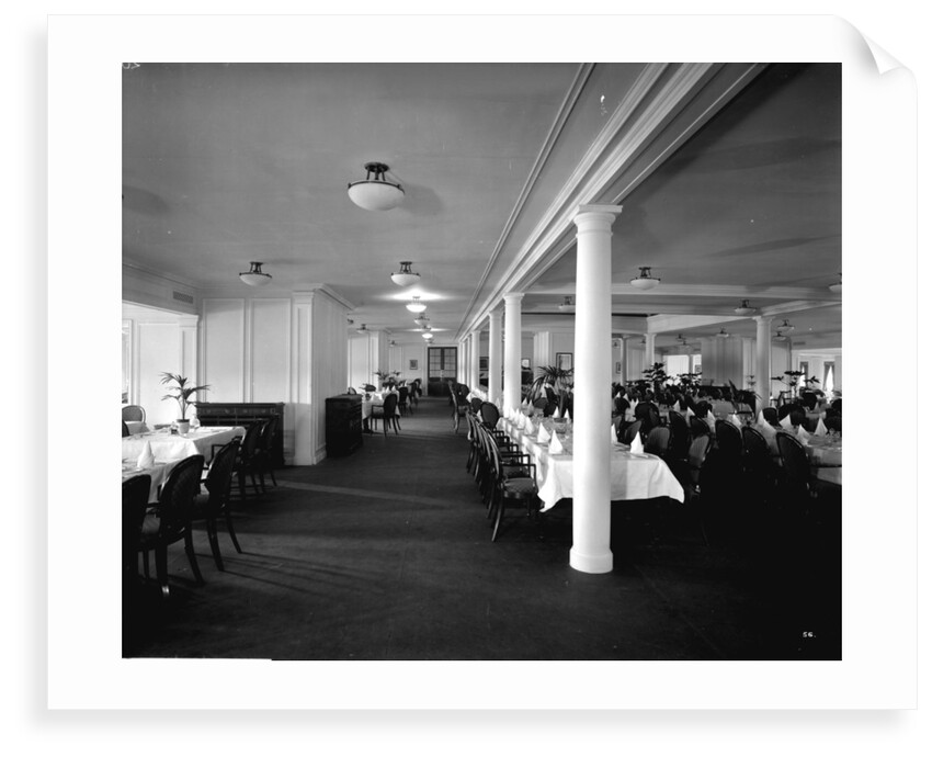 Second Class Dining Saloon on the 'Aquitania' (1914) by Bedford Lemere & Co.