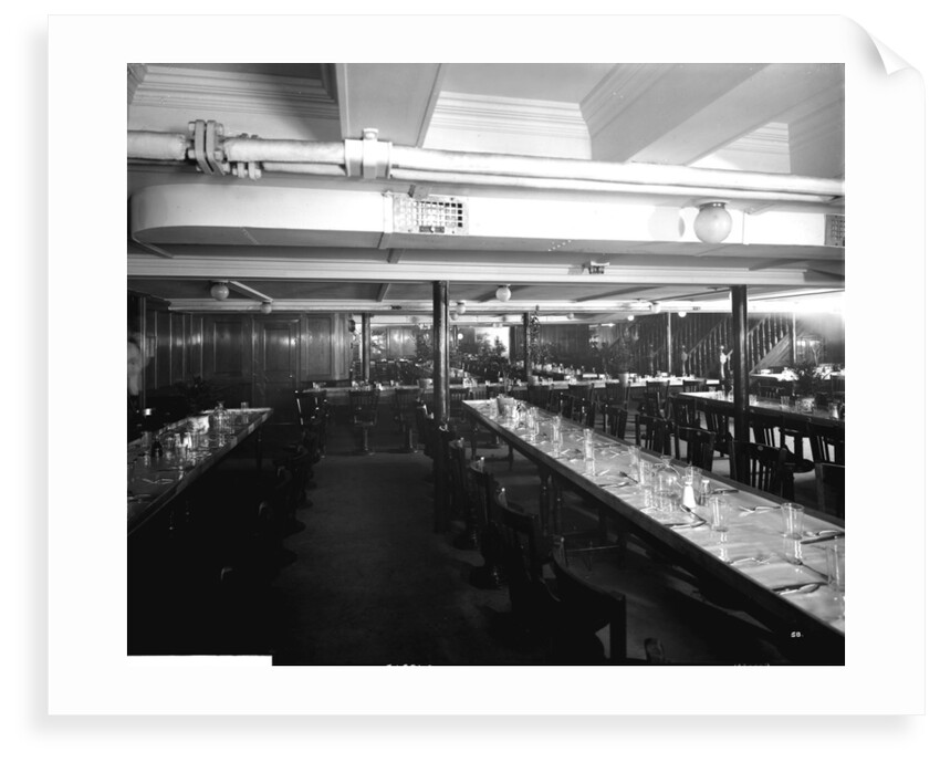 Third Class Dining Saloon on the 'Aquitania' (1914) by Bedford Lemere & Co.