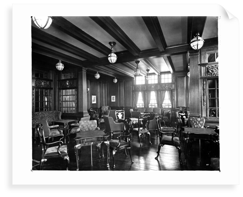First Class Smoking Room on the 'Aquitania' (1914) by Bedford Lemere & Co.