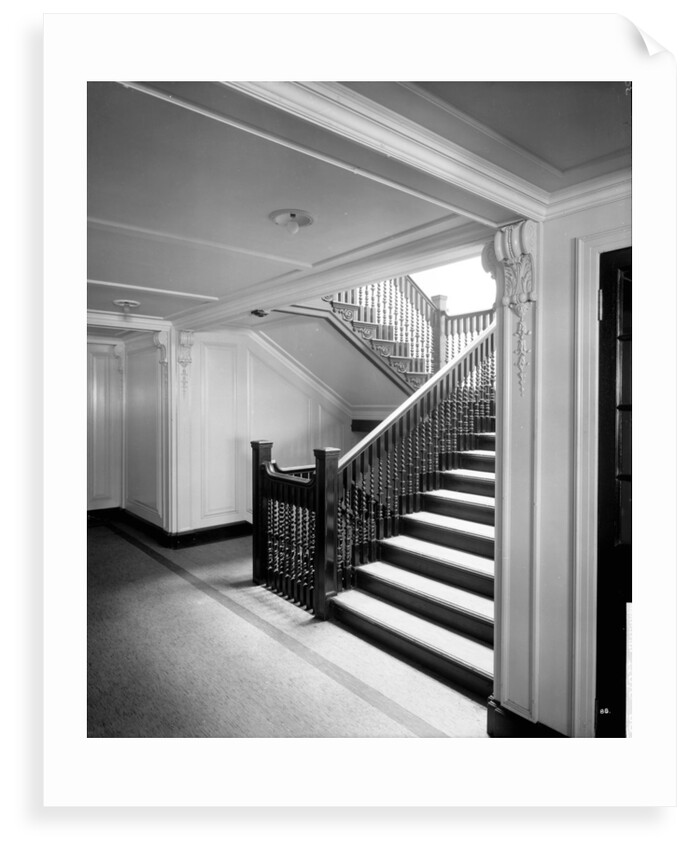 First Class Secondary Staircase on the 'Aquitania' (1914) by Bedford Lemere & Co.