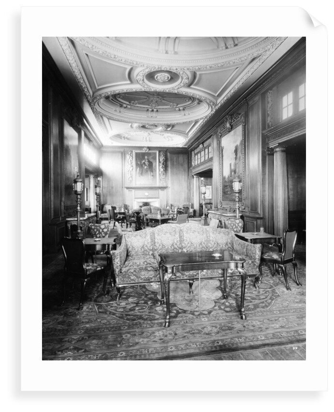 First Class Smoking Room on the 'Aquitania' (1914) by Bedford Lemere & Co.