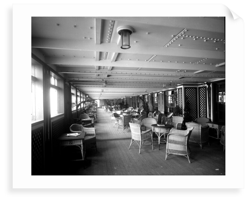 First Class Garden Lounge on the 'Aquitania' (1914) by Bedford Lemere & Co.